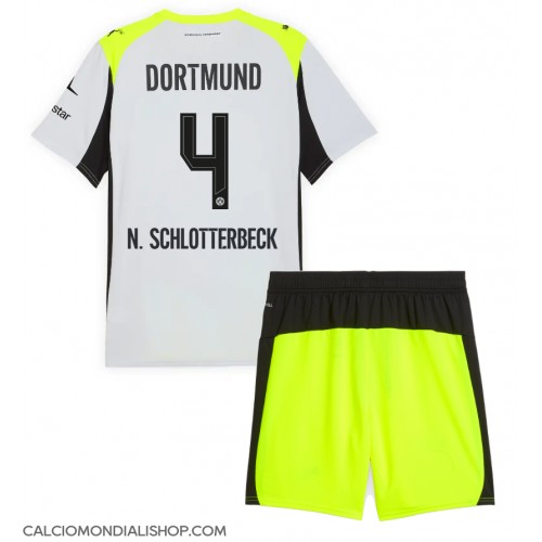 Maglie da calcio Borussia Dortmund Nico Schlotterbeck #4 Seconda Maglia Bambino 2025-26 Manica Corta (+ Pantaloni corti)